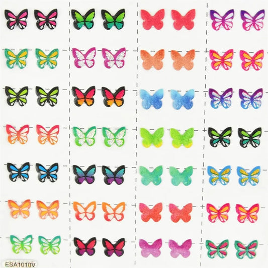 Klistermærkeøreringe - Sommerfugle