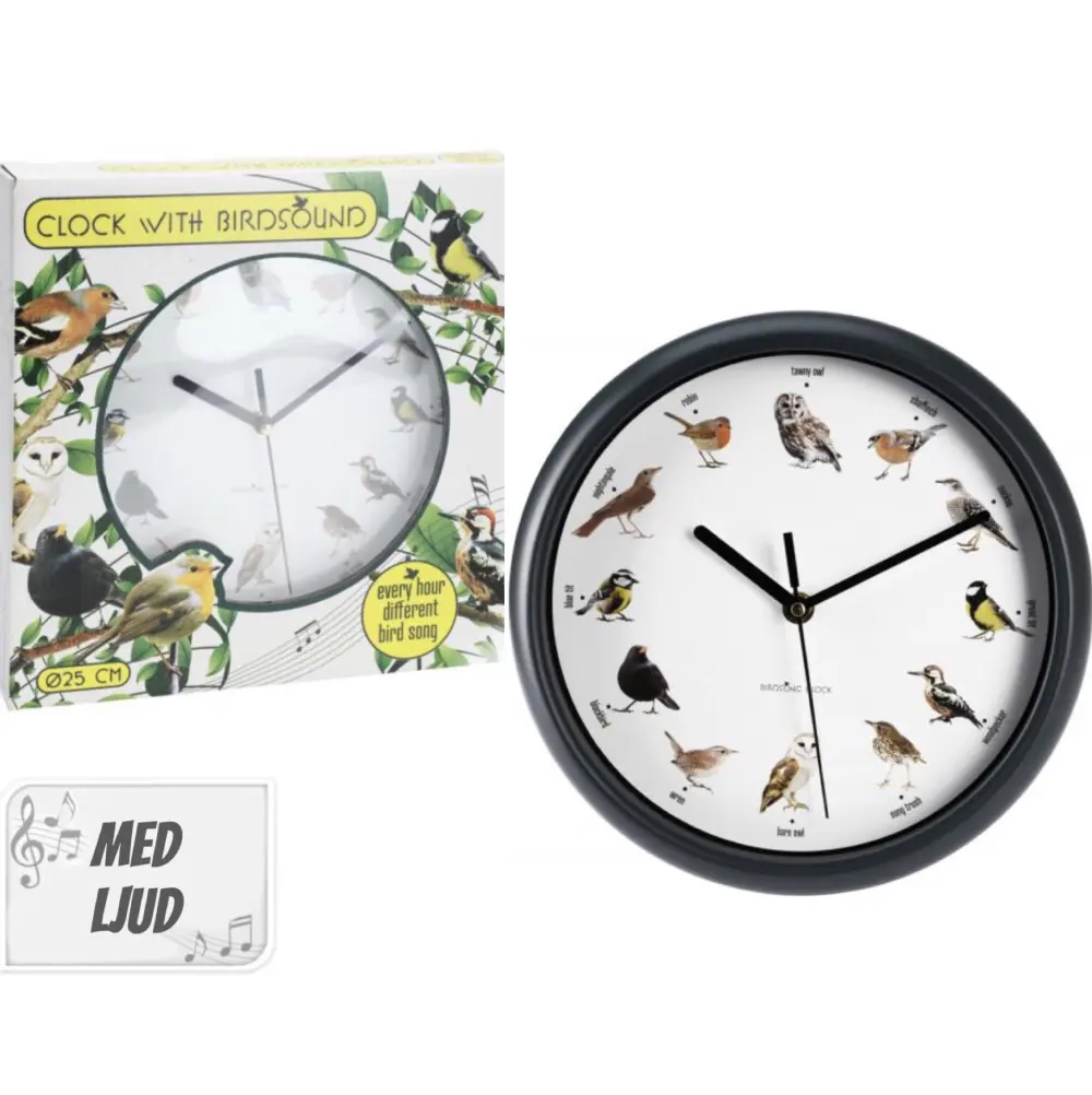 Vægur med fuglestemmer