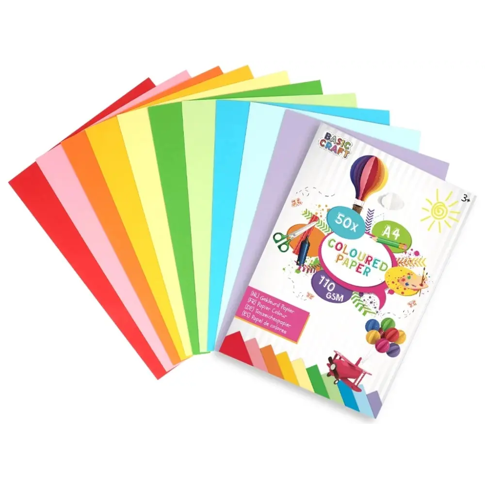 Farvet papir 50 ark (110 GSM)