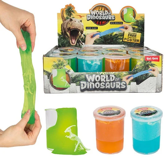 Slim med dinosaurlegetøj